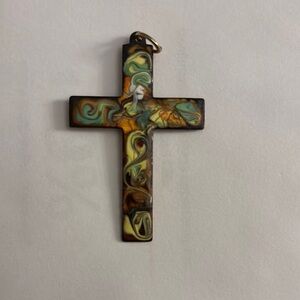Multicolor Swirl Cross Pendant Necklace